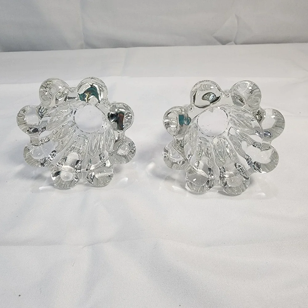 Vintage Alco Industries Crystal 2 Pc Candleholder Set No. 0011